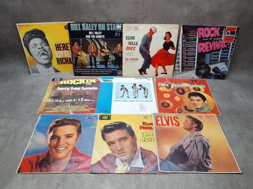 10 Rock 'n' Roll vinyl records, including Elvis Presley