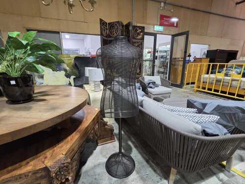 Spun wire metal mannequin on stand