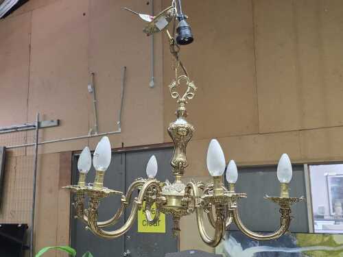Gold tone Rocco-style chandelier