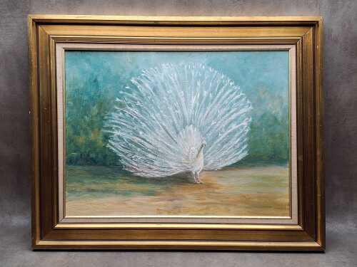 Joyce Fratturo, The White Peacock at Montsalvat Eltham. Acrylic on board