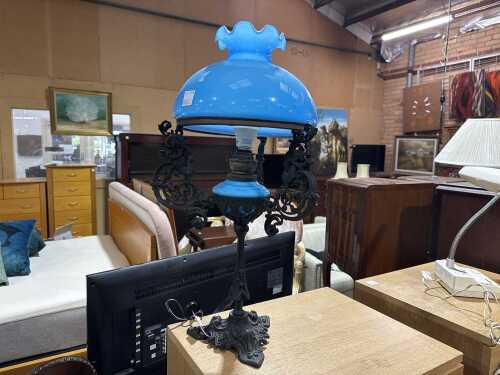Electrified antique kerosene lamp