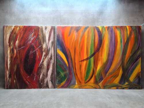 N.T. Oertel (unknown), two untitled abstract paintings