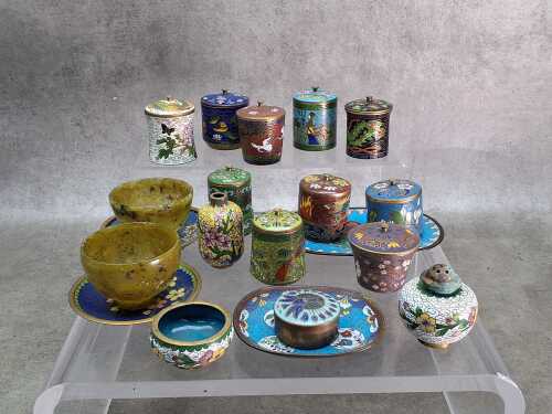 Collection of mainly cloisonne Chinese miniature vessels