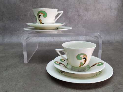 Pair of Royal Doulton 'Lynn' trios