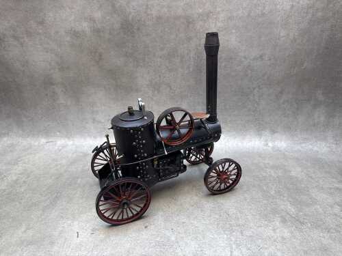 Decorative vintage-style steam tractor.