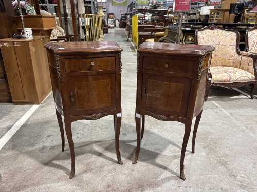 Pair of walnut coloured hall consoles