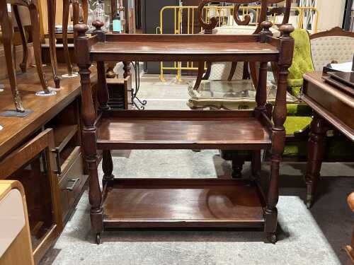 Victorian mahogany three-tier dumbwaiter