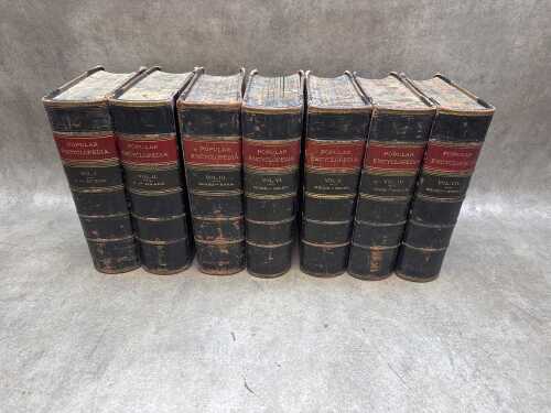 Complete antique seven volume set of The Popular Encyclopedia