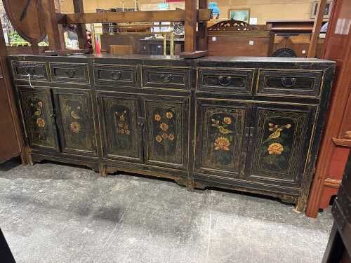 Vintage Chinese black lacquered sideboard