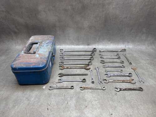 Assorted spanners in Daytek metal toolbox
