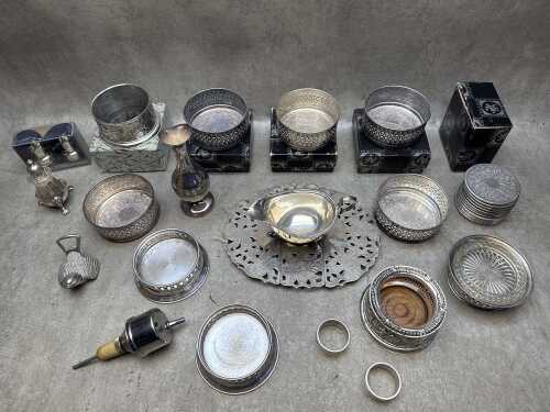 Assorted silver plated items