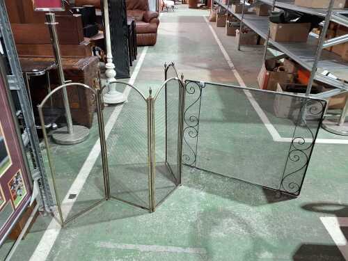 Two pierced metal firescreens