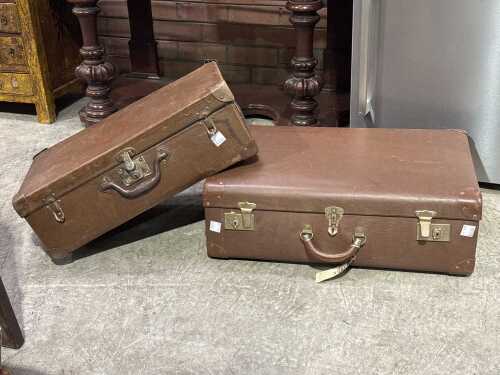 Two vintage suitacases in brown