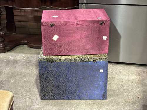 Two large oriental silk brocade presentation boxes