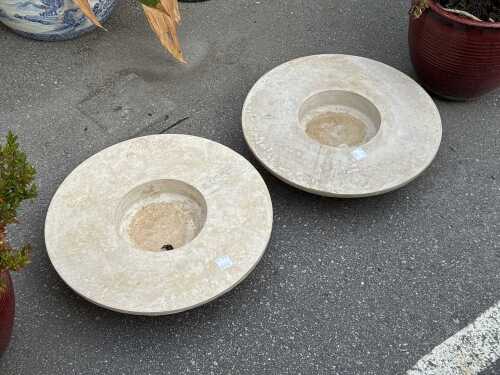 Pair of outdoor stone centrepiece bowls.