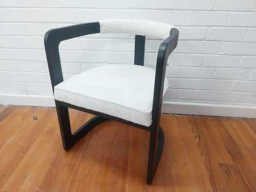 White boucle accent chair