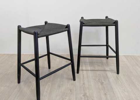 Pair of rattan stackable bar stools