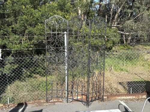 French style wrought iron three panel screen
