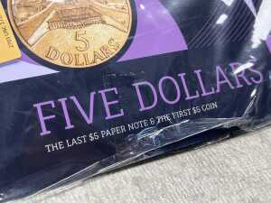 Australian $5 coin & note - 3