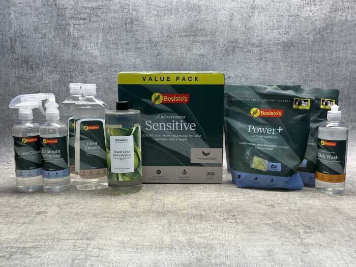 Group of Bosisto's cleaning products