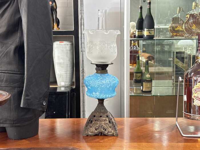 Antique twin burner kerosene lamp
