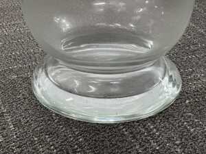 Leaf-etched hurricane clear glass vase. - 4