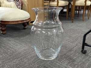 Contemporary clear glass flower vase with flared top