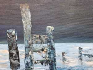 Hazell Ray, Rebuilding The Breakwater, 1977. Oil painting on board - 2