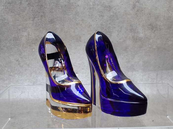 Asa Jungnelius for Kosta Boda hand-painted art glass platform pumps (2).