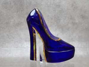Asa Jungnelius for Kosta Boda hand-painted art glass platform pumps (2). - 2