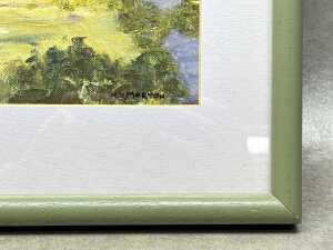 N. H. Morton, landscape with mountains and paddocks. Oil painting on board - 3