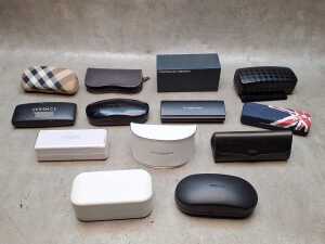 Thirteen designer-style sunglass cases