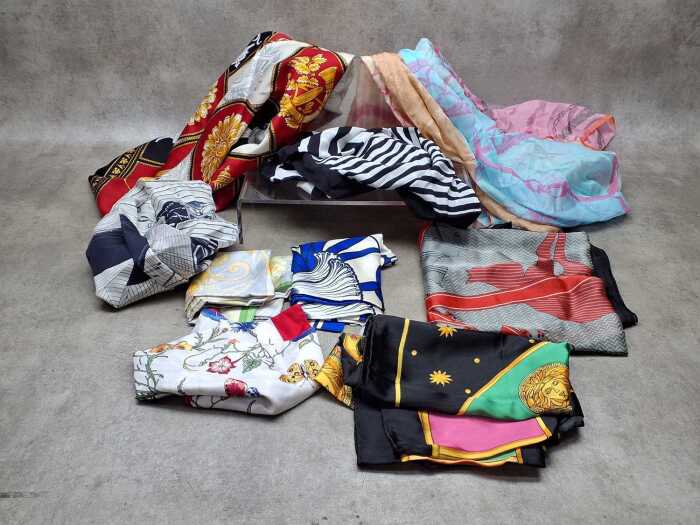 Designer-style scarves in various colours and fabrics