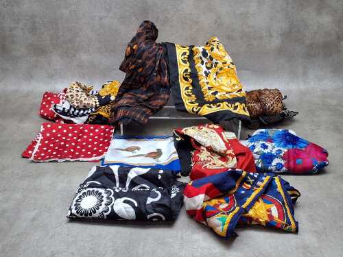Designer-style scarves in various colours and fabrics