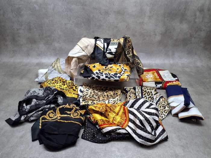 Designer-style scarves in various colours and fabrics