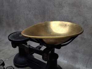 Antique cast iron and brass balance scales. - 2