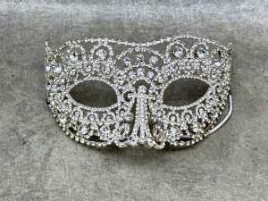 Four silver-toned masquerade masks - 3