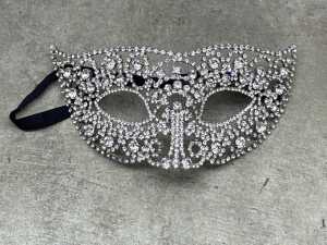 Four silver-toned masquerade masks - 4