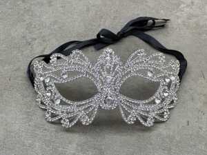 Four silver-toned masquerade masks - 5
