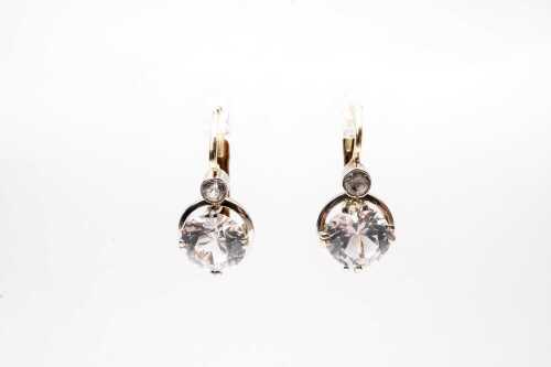 A pair of vintage white topaz earrings in 14 carat yellow gold
