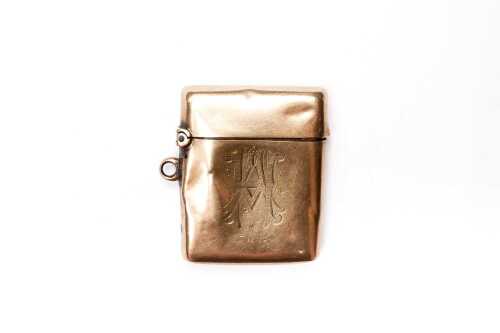 An antique vesta box in 9 carat yellow gold