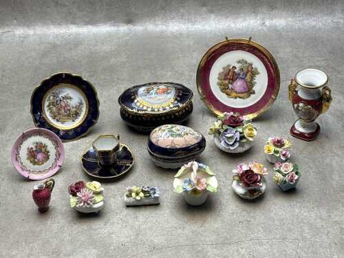 Group of Limoges and floral porcelain