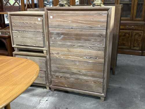Modern timber chest of five drawers