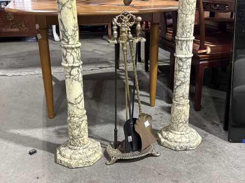 Vintage brass equestrian fireplace set