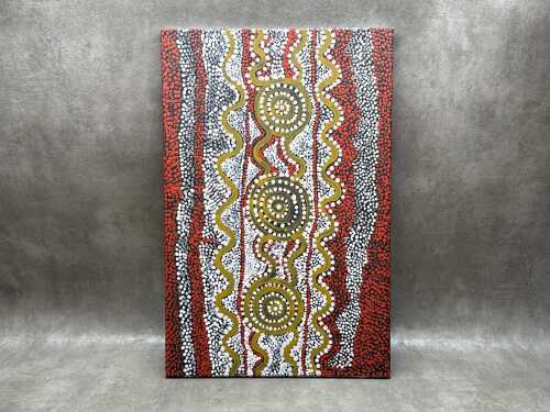 Pansy Napangati (c. 1946-2006), Women's Ceremony, 2008. Indigenous Australian acrylic painting on linen