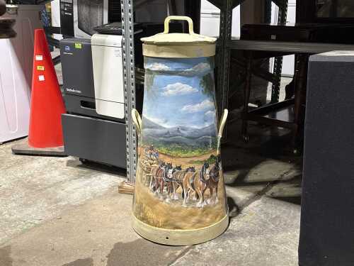 Shirley Hogan, Australian scene, 2005, vintage painted metal milk urn