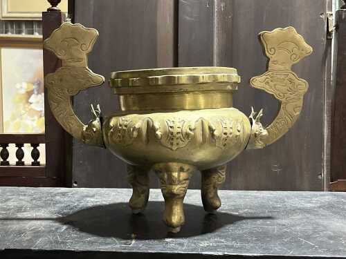 Chinese brass tripod censer