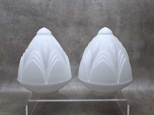 Pair of Art Deco milk glass light shades