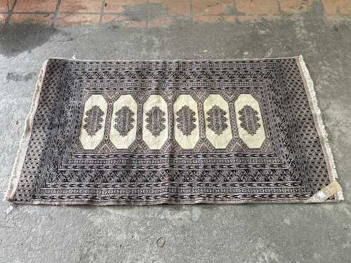 Vintage Bokhara hand-knotted wool rug