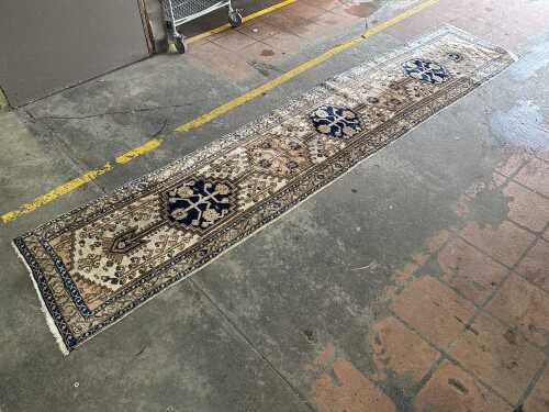 Vintage Persian hand-knotted wool hall runner